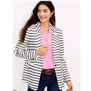 Loft NWOT Striped Knit Modern Blazer
Jacket 18 Petite Navy Blue White